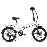 SAMEBIKE 20LVXD30-II Electric Bike - 350W Motor 48V10AH Battery 40KM Range Mechanical Disc Brakes - White